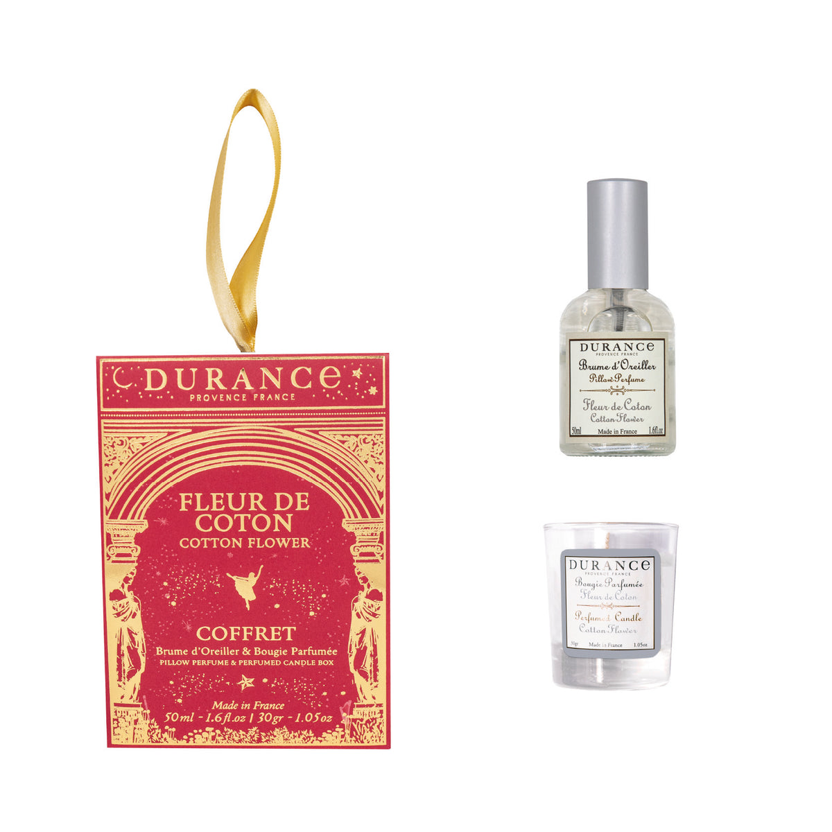 Pack Flor de Algodón Bruma de almohada + Vela 30 Gr de la marca Durance en Aromaticks