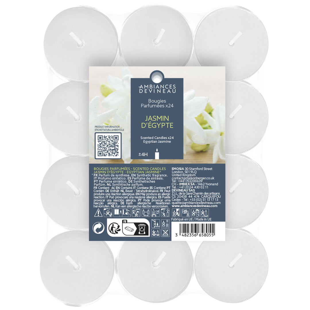 Velas de té perfumadas Jazmín de Egipto 24 unid Ambiances Devineau