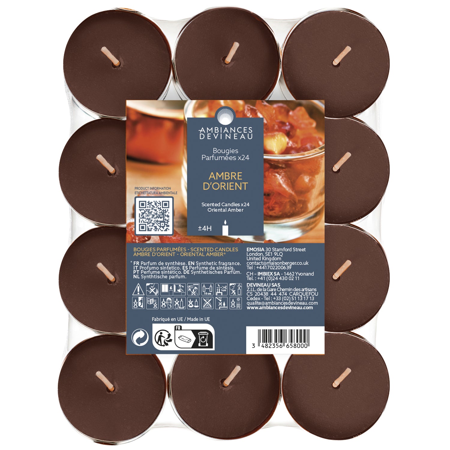 Velas de Té perfumadas Ámbar de Oriente 24 unid Ambiances Devineau de la marca Ambience Devineau en Aromaticks