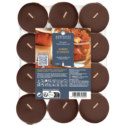 Velas de Té perfumadas Ámbar de Oriente 24 unid Ambiances Devineau de la marca Ambience Devineau en Aromaticks