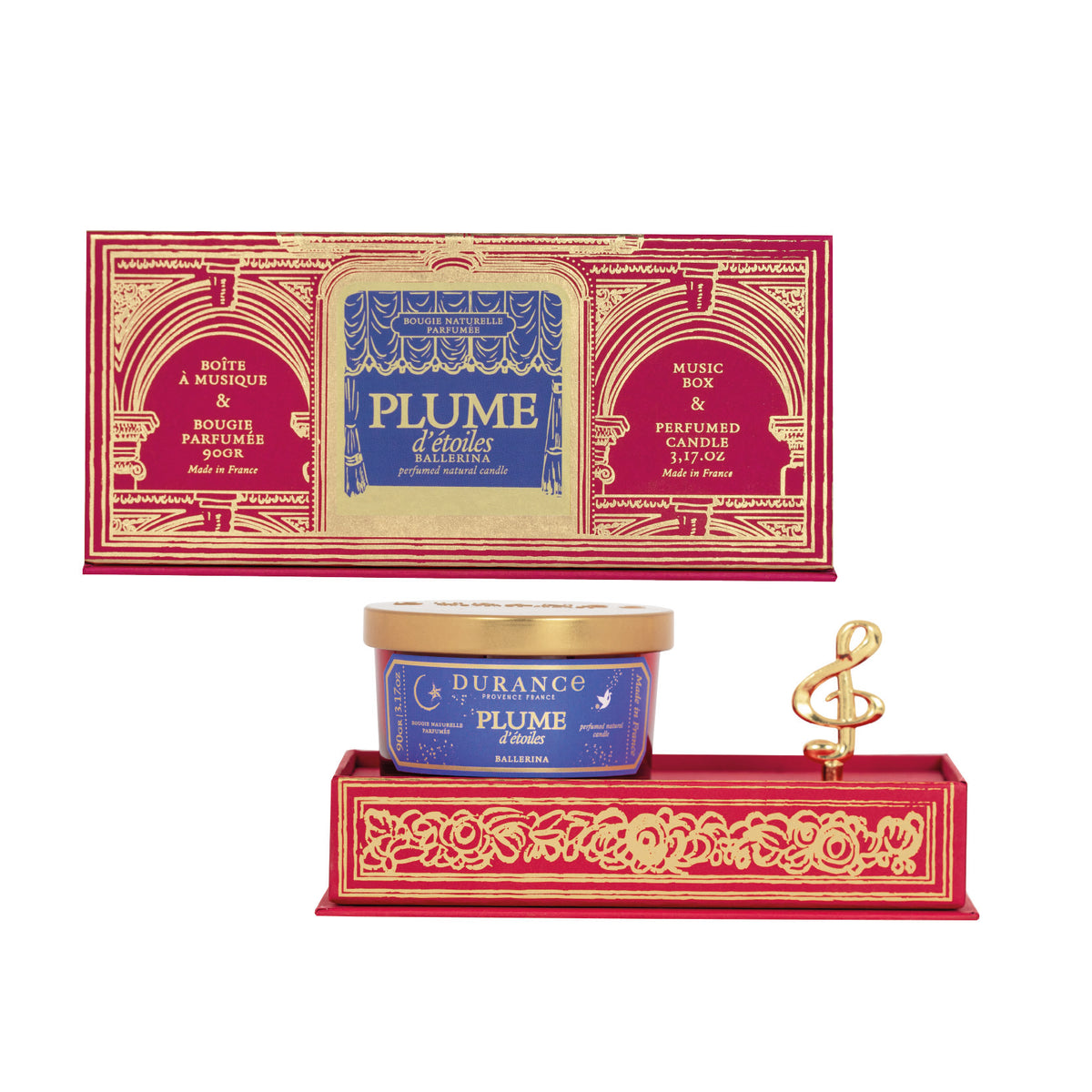 Caja musical y vela Pluma de Estrellas 90 gr Durance de la marca Durance en Aromaticks