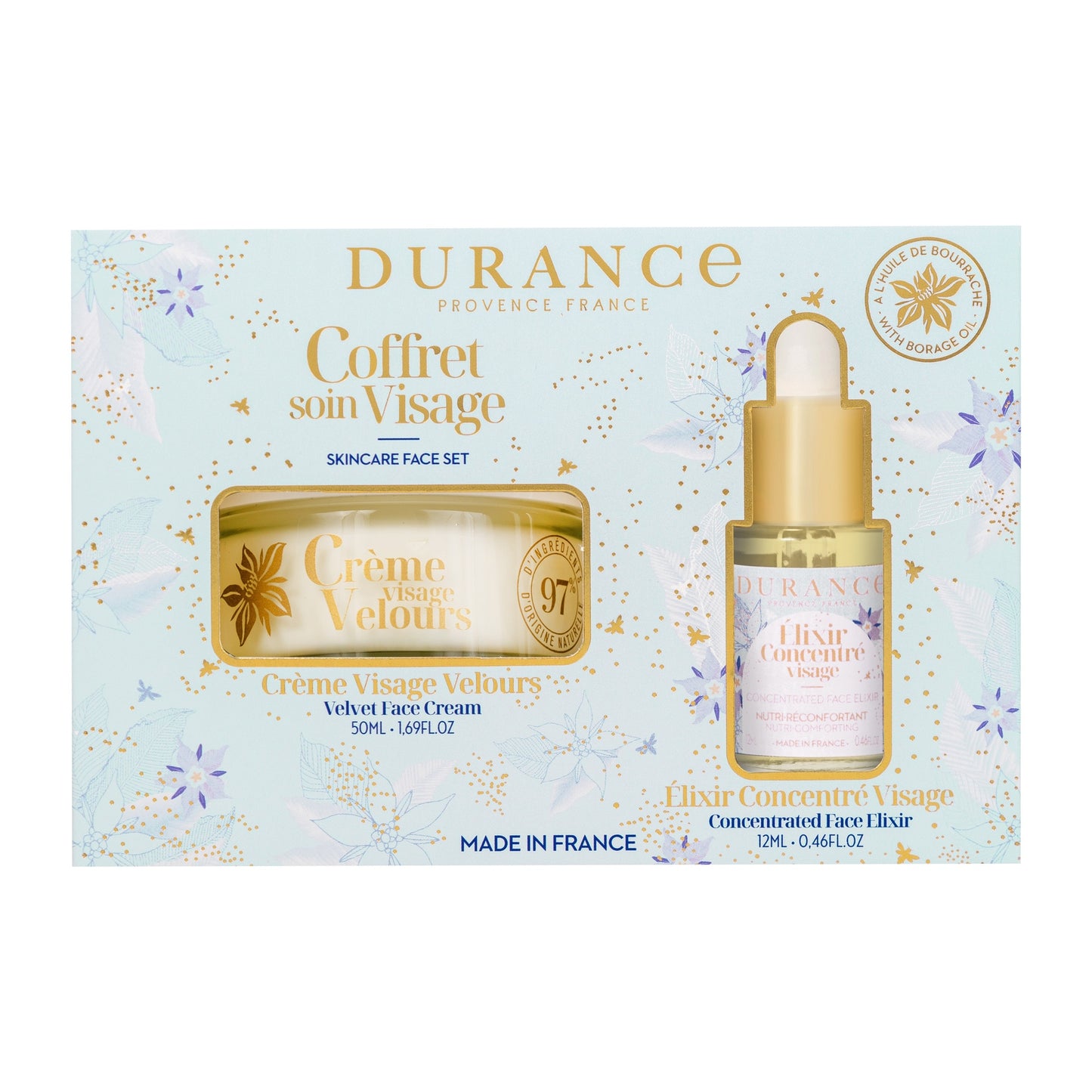 Pack facial Aceite de  Borraja Crema 50 ml y Elixir 30 Ml Durance