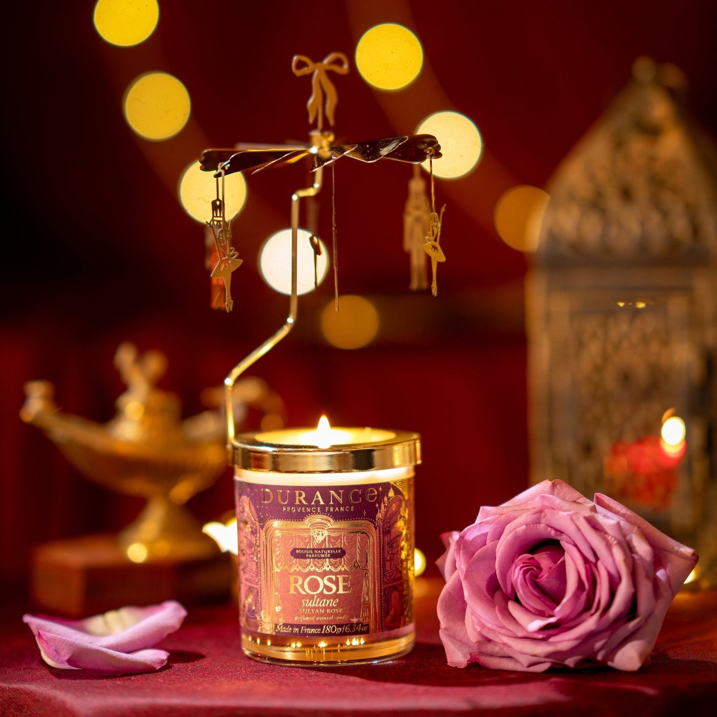 Carrusel y vela Rosa Sultana 180 gr Durance de la marca Durance en Aromaticks