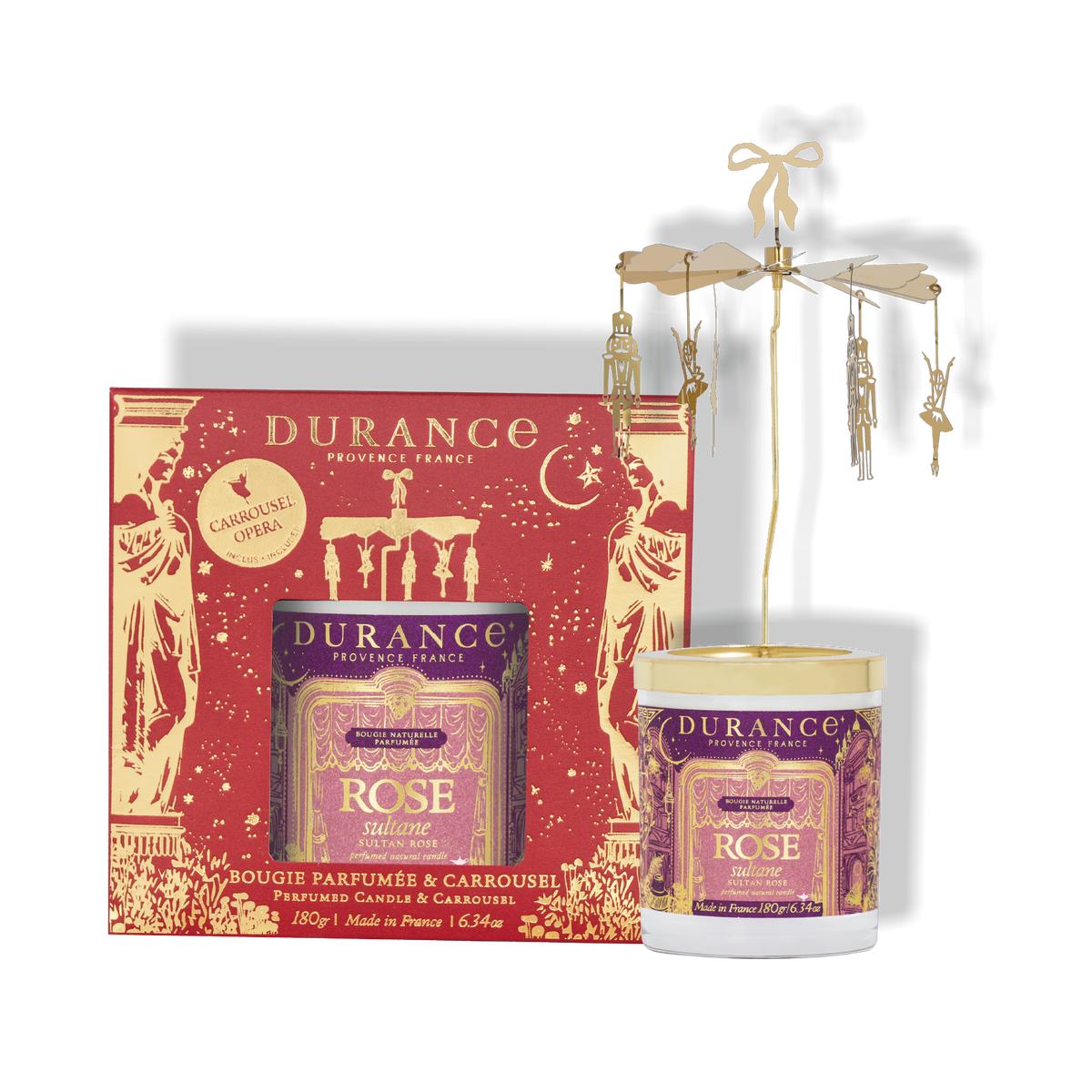 Carrusel y vela Rosa Sultana 180 gr Durance de la marca Durance en Aromaticks