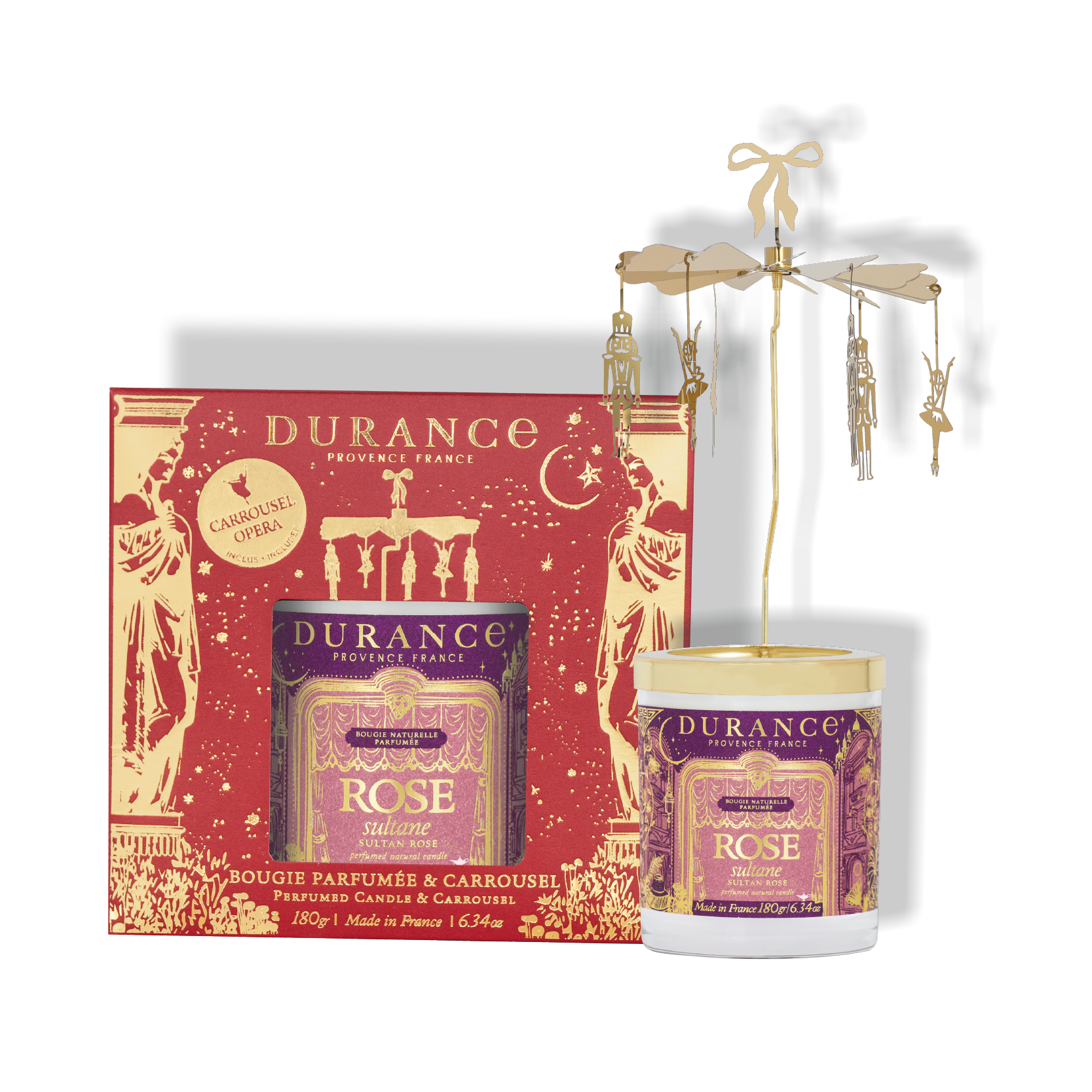 Carrusel y vela Rosa Sultana 180 gr Durance de la marca Durance en Aromaticks