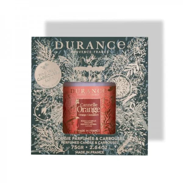 Cofre Carrusel y Vela 75 gr Canela Naranja Durance aromaticks