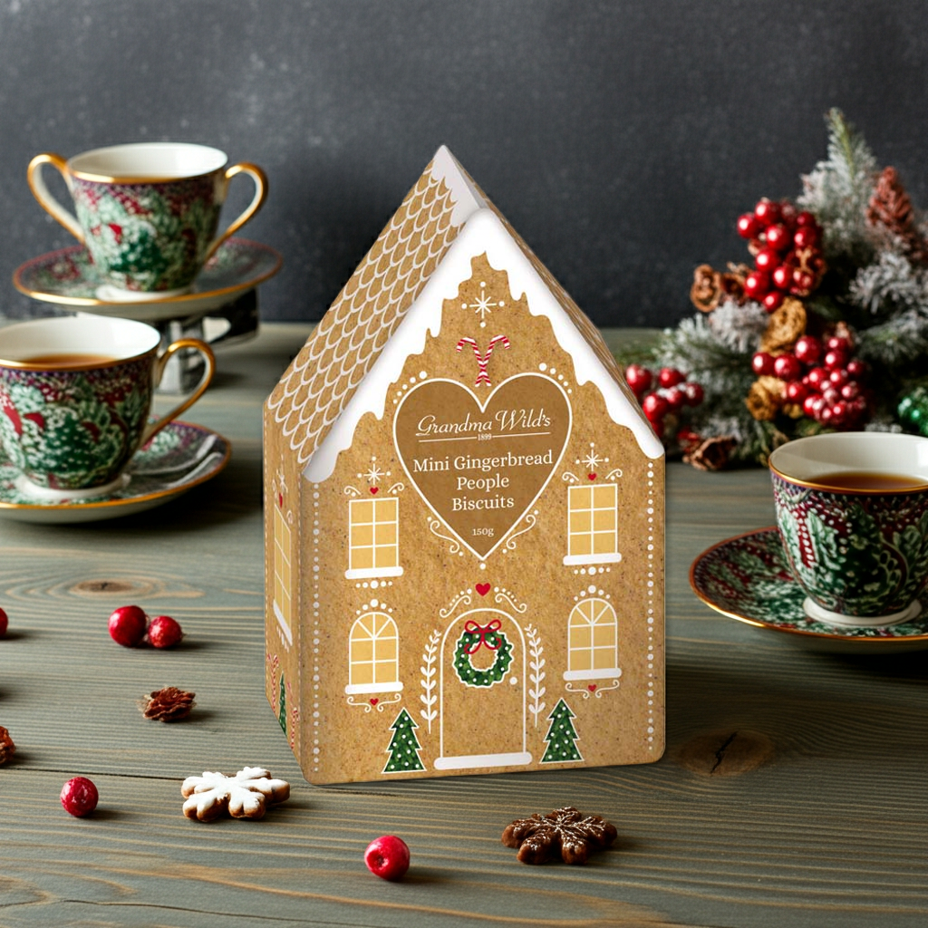 Caja de galletas casa de Jengibre 150 gr Grandma Wilds