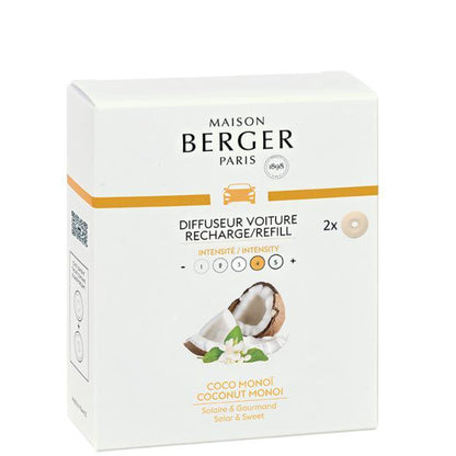 Pack 2 recargas difusor coche Coco Monoi. de la marca Maison Berger Paris en Aromaticks